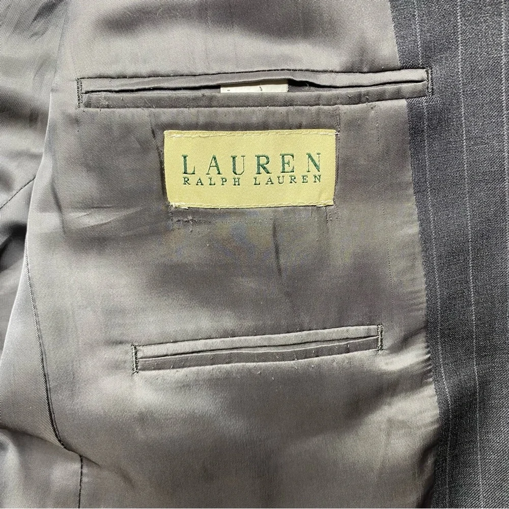 Men’s Lauren‎ Ralph Lauren Charcoal Pinstripe Suit Blazer Coat 38S